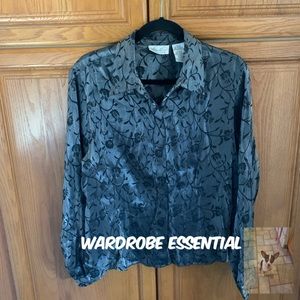 Charcoal gray long sleeve blouse L